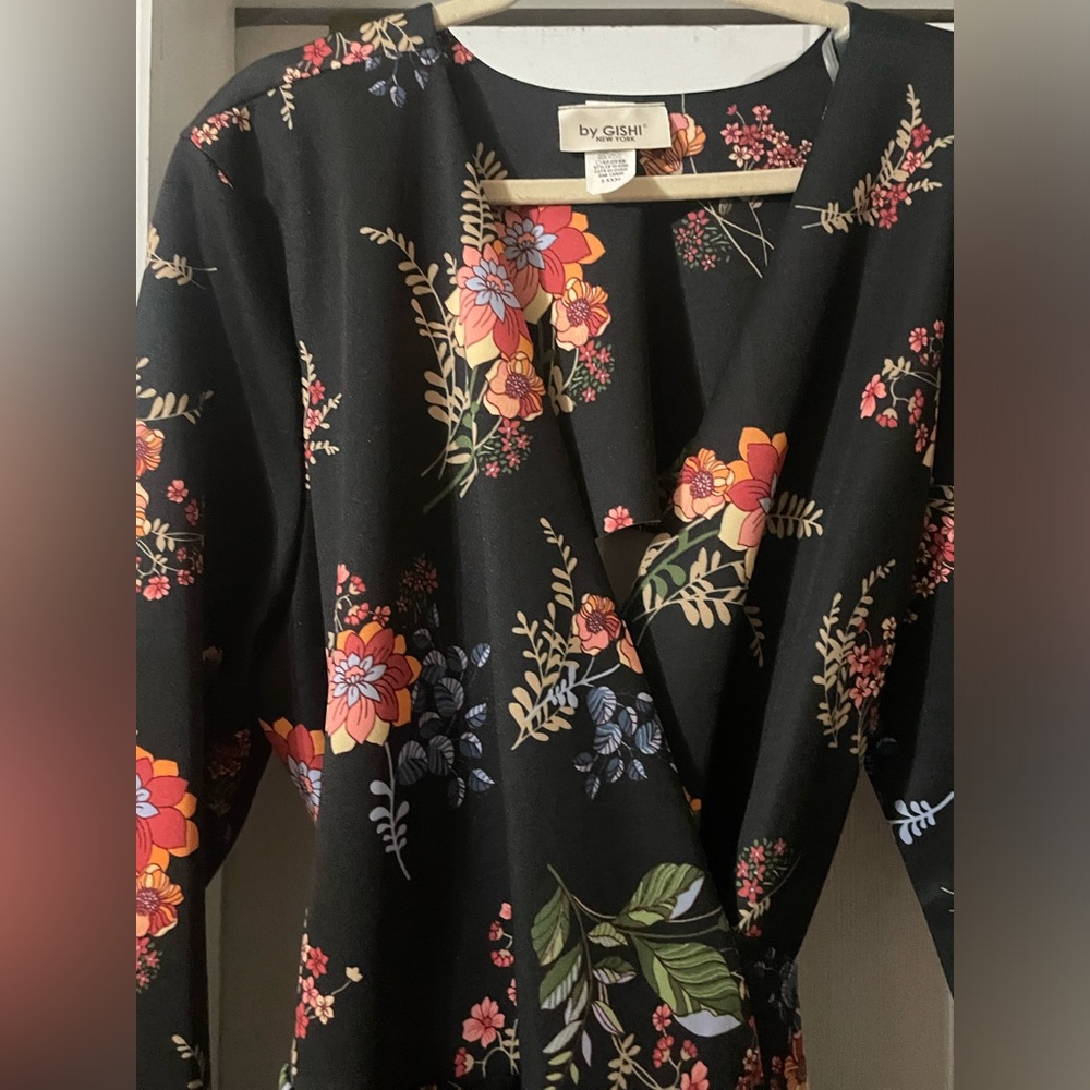New by Gishi Floral Long Sleeve Wrap Midi Dress size XXXL 18/20 🌹🌺🌸 BG 08 - Picture 10 of 11